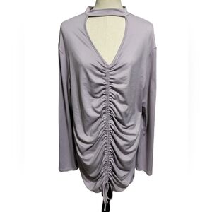 (1447)Social Culture Lavender Long Sleeve Ruched Tunic Top Dress Plus Size 3X